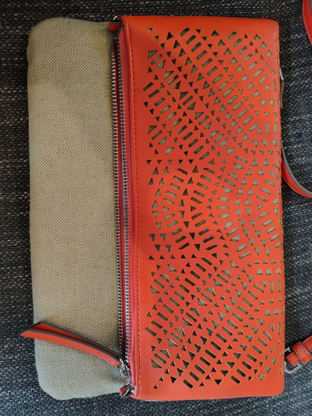 Stella & Dot Waverly Petite foldover Orange/Khaki Crossbody Clutch - Women Bags